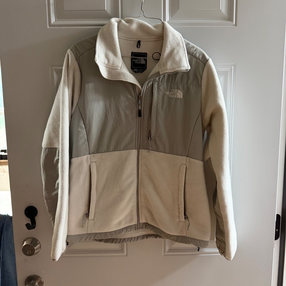 The North Face Denali Polartec Fleece Jacket Cream White/Gray Women M T164 F14